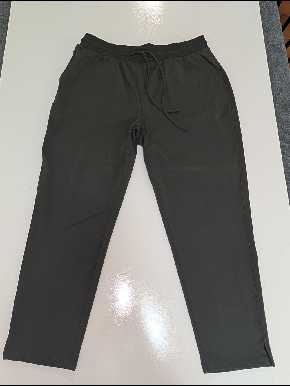 Rachel Zoe Forest Green Stretch Drawstring Cropped Joggers L